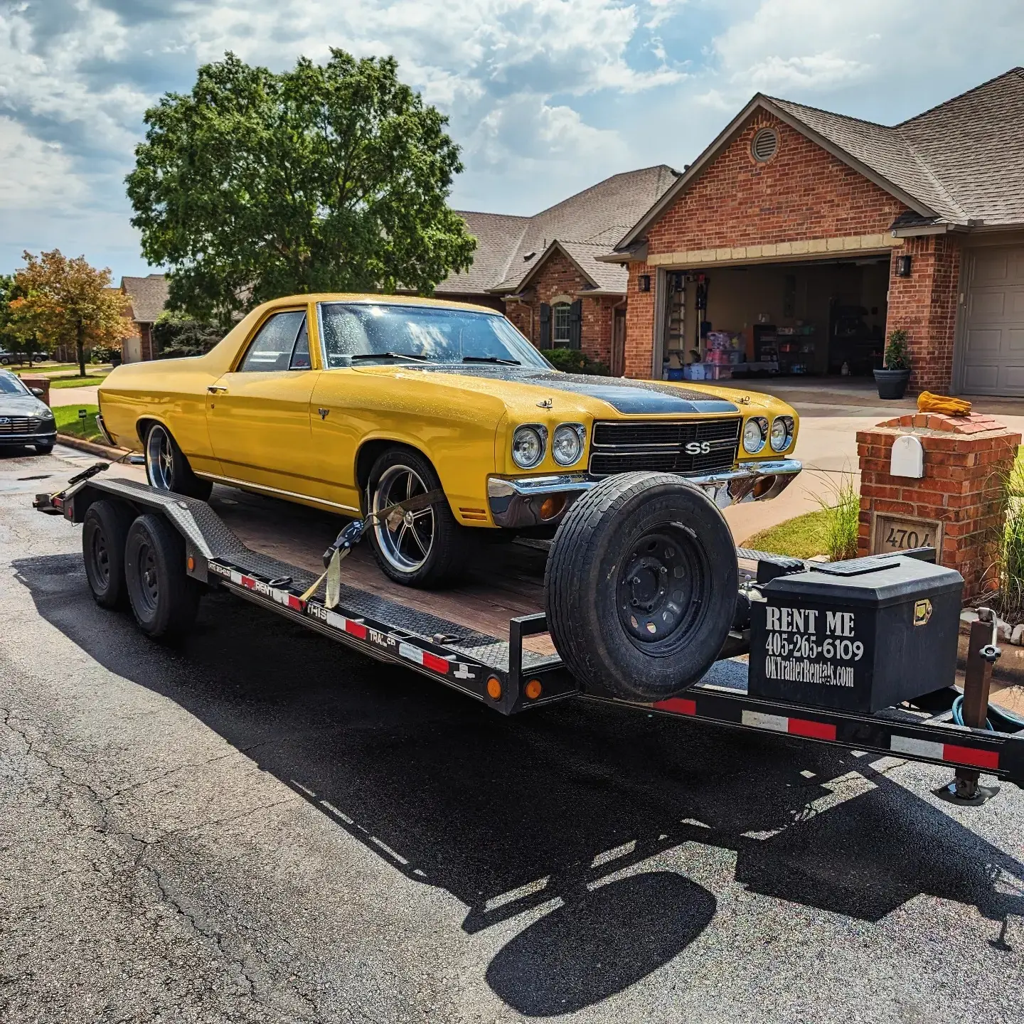 Classic El Camino SS on car hauler rental Yukon OK